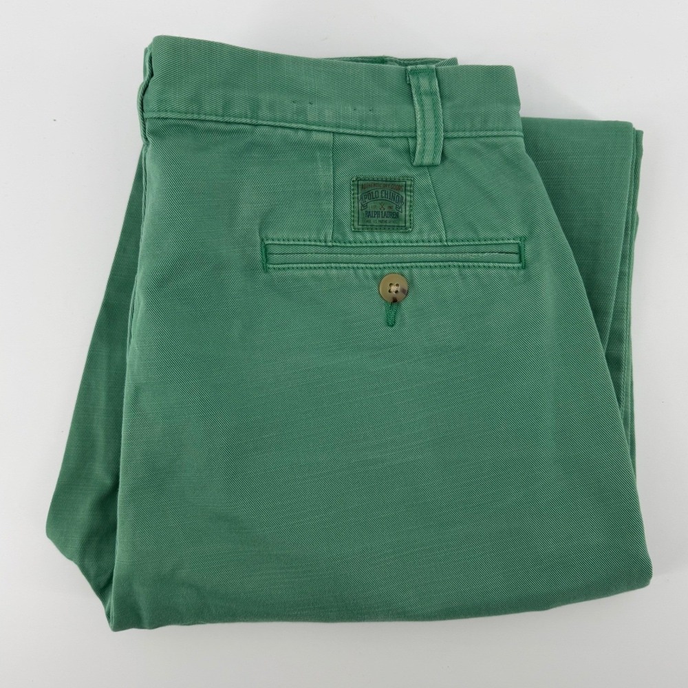 Polo Ralph Lauren Chino Mens 33 Green Whitman Relaxed Fit Pleated Heritage Pants